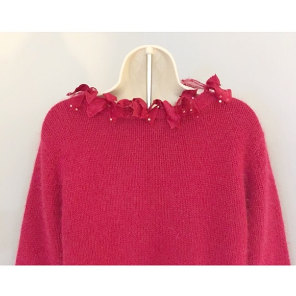 J.Jill Sz M Embellished Lambswool Angora Red CardI - Picture 4 of 8